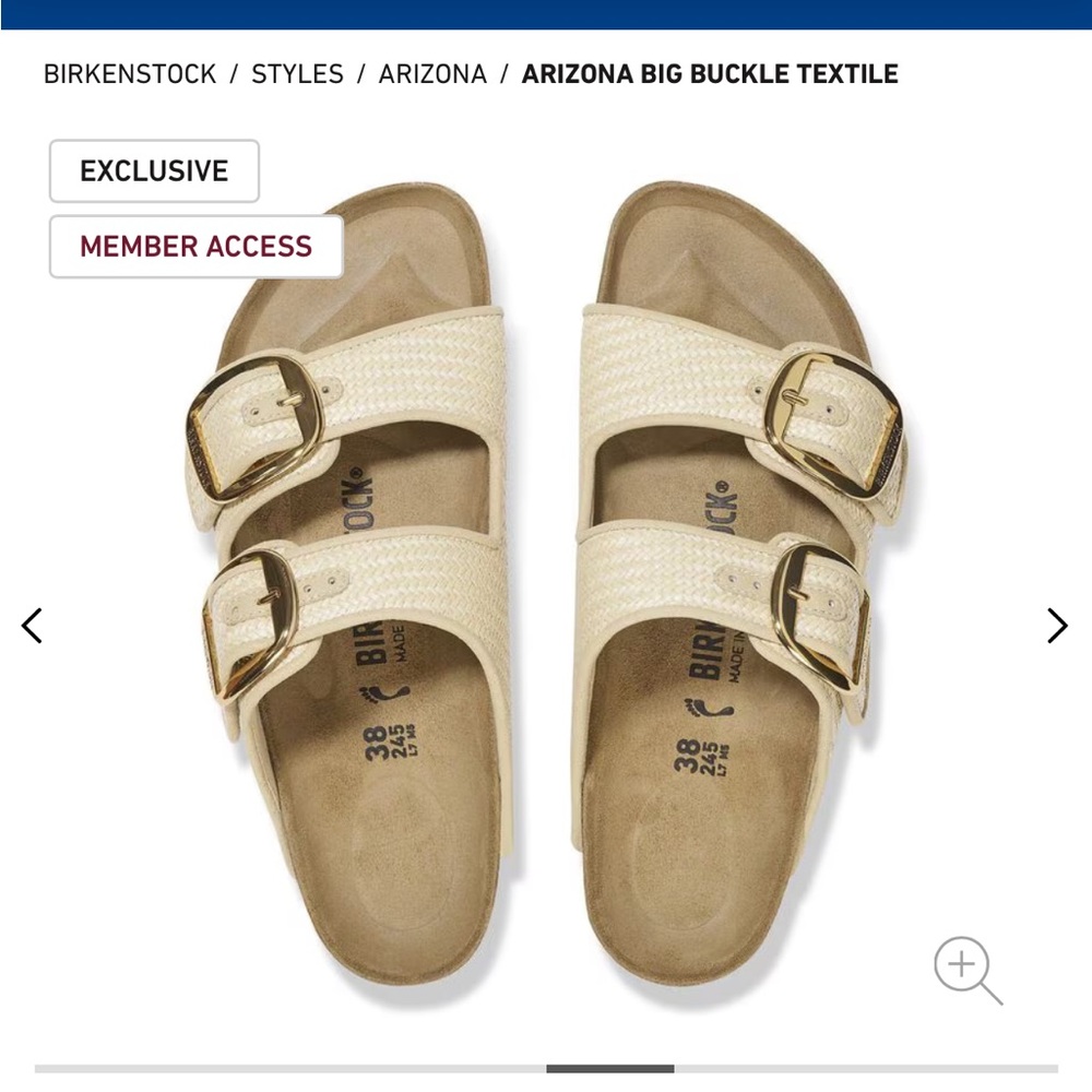 Birkenstock Raffia Naturale Arizona Big Buckle Sandals 39
